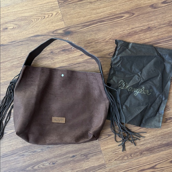 Wrangler Dark Brown Leather Fringe Shoulder Bag - Picture 2 of 4